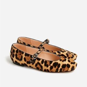 J. Crew Anya ballet flat. Calf hair leopard Mary Jane. NWT. Size 8